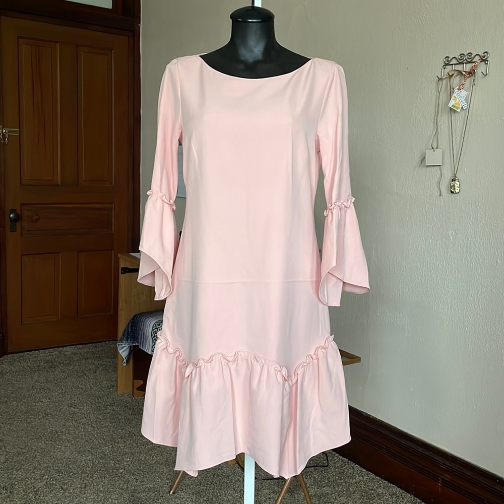 New Eliza J Formal Dress Pink Ruffles Asymmetrical Size 4
